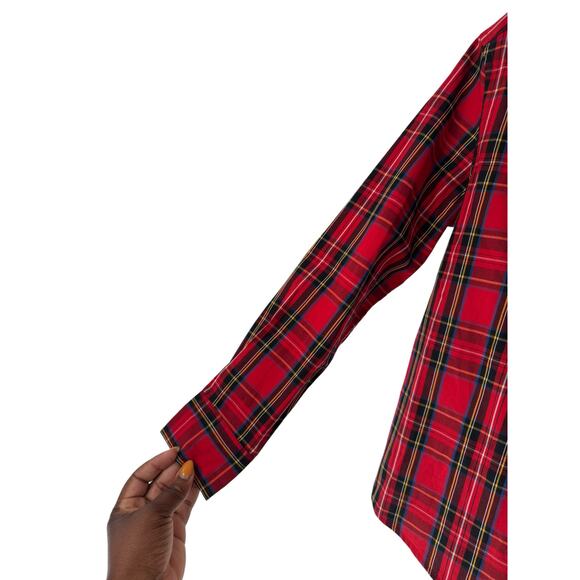 J.Crew Crewcuts Boys Shirt Red Tartan Plaid Holiday Long Sleeve Button Down 12 - Picture 6 of 11